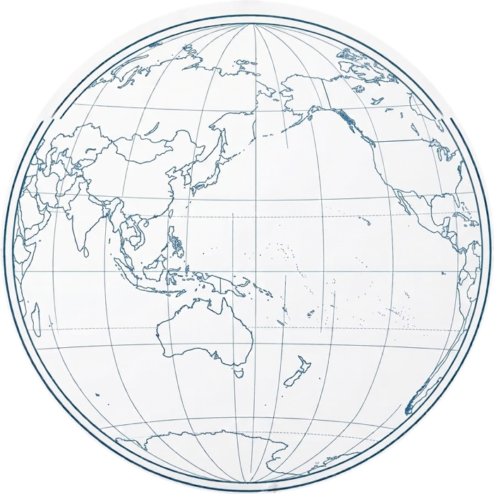 Globe centered on Asia, marking Jingdezhen