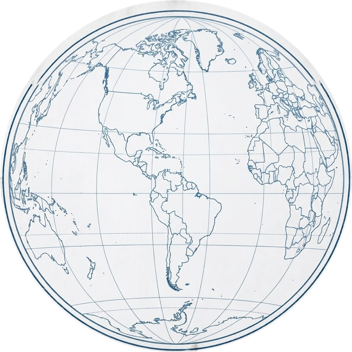 Globe centered on the Americas, marking San Francisco